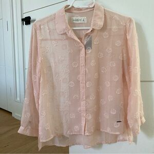 Abercrombie & Fitch Pink Button Down Blouse with Peter Pan Collar
